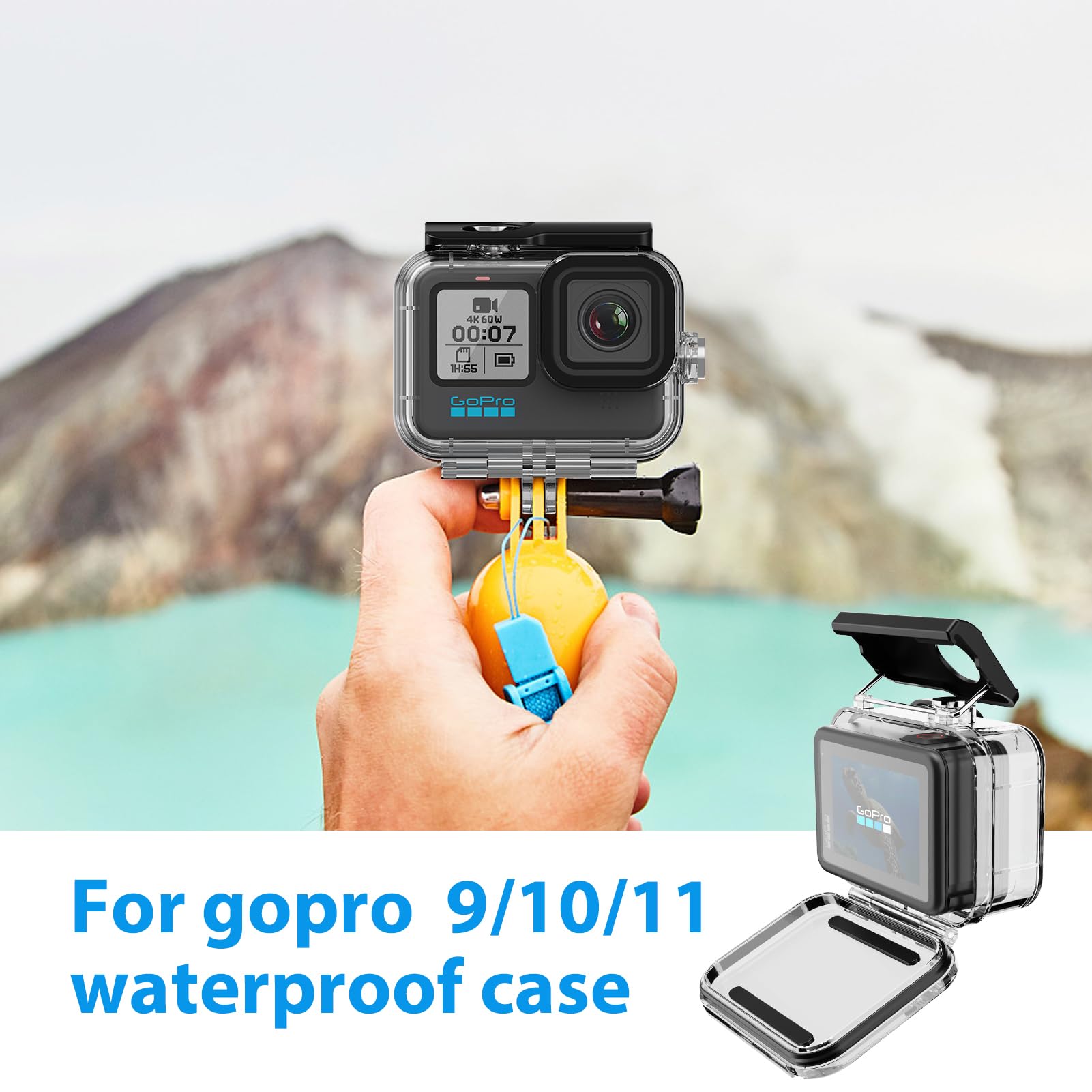 HONGDAK 196ft/60m Waterproof Housing Case for GoPro Hero 13 12 11 10/9 Black, Protective Underwater Dive Housing Shell with Bracket Accessories for Go Pro Hero13 Hero12 Hero11 Hero10 Hero9 Camera