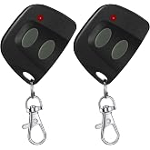 Kingdder 2 Pcs Two Button Garage Door Remote Compatible with Multicode | 10 Dip Switch 300mhz, Compatible with 3089 3060 3070 3083 Gate Opener with Keychain, Control 2 Different Doors Simultaneously