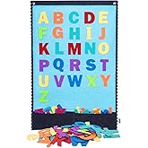 CHEFAN Felt Board - Large Flannel Board for Wall, 104 Felt Letters, 32'' X 22'' Interactive Storytelling & Play Learning for 