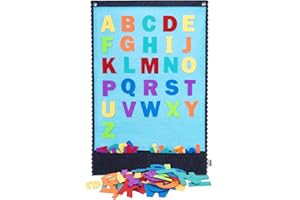 CHEFAN Felt Board - Large Flannel Board for Wall, 104 Felt Letters, 32'' X 22'' Interactive Storytelling & Play Learning for Home & Classroom Use(2 Sets of Uppercase&Lowercase Letters)