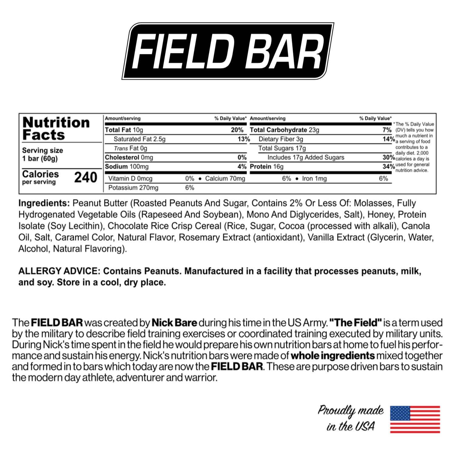 Bare Performance Nutrition, Field Bar, High Protein Bar, Nutrition Bar