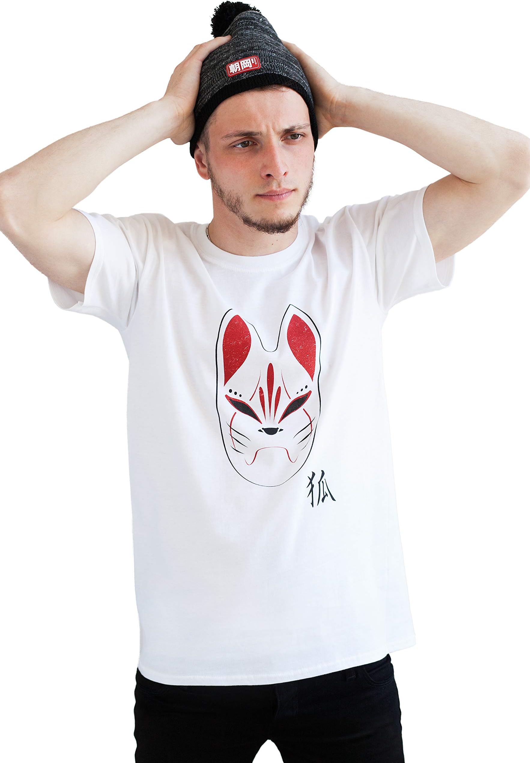 Japanese T Shirt Kitsune Fox Mask Anime Manga Kawaii Mens Womens Printed Tee