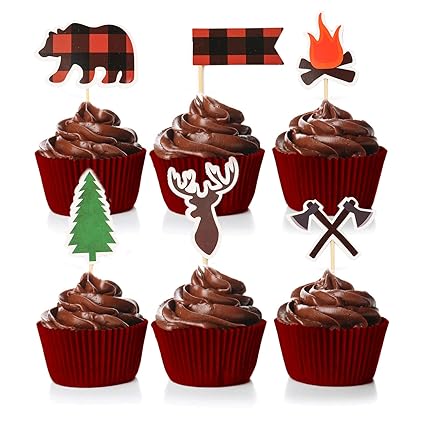 Lumberjack Theme Cupcake Toppers Cake Picks Decoration For