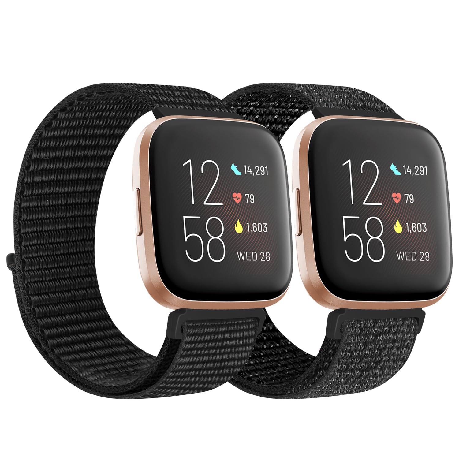 KIBDSNG Nylon Strap Compatible with Fitbit Versa 2 Strap/Versa Lite/SE/Versa Strap, Soft Adjustable Woven Sport Wristbands Replacement Band for Men Women