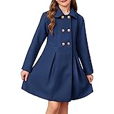 GRACE KARIN Girls Dress Coat Wool Peacoat with Lapel Pockets Winter Warm Long Jacket for Kids Size 6-14