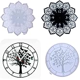 Tree of Life and Mandala Clock Wall Hanging Resin Silicone Mold 8105+8453 | Make clock dial, wall hanging &amp; ornaments;Two piece clock resin mold set;Great for home decor &amp; handmade gifts