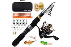 Collapsible Fishing Rod and Reel Combo, BalanZze Telescopic Fishing Rod with Spinning Reel, Portable Collapsible Fishing Pole Kit for Saltwater and Freshwater