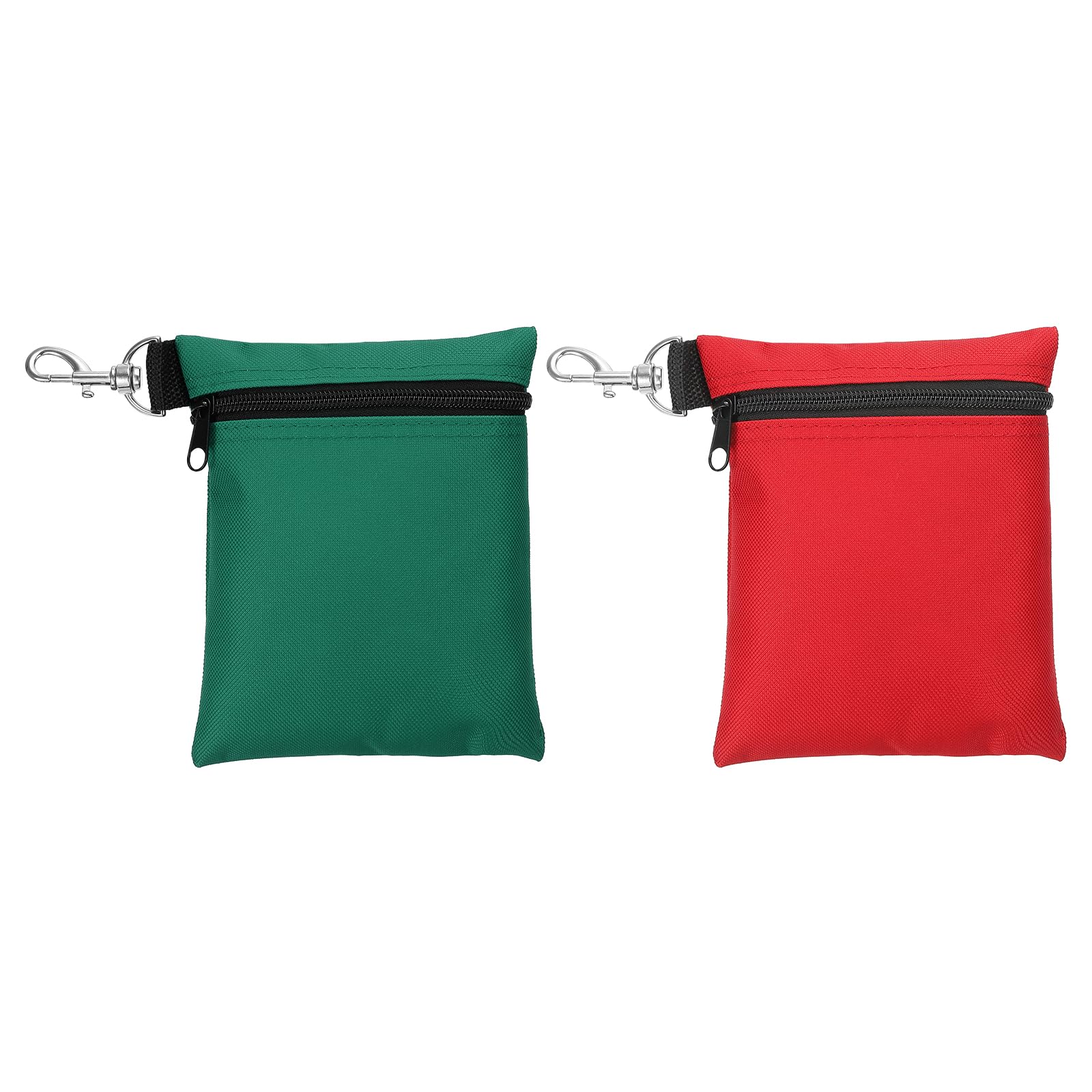 PATIKIL Zipper Golf Tee Pouch 6.7 x 5.5 Inch, 2 Pack Valuables Golf Tee Bag Golf Bag Accessories with Clip for Men Women Storage, Dark Green/Red