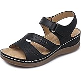 SHIBEVER Women's Wedge Sandals Platform: Comfortable Dressy Arch Support Summer Sandals Open Toe Ankle Strap Walking Women Shoes