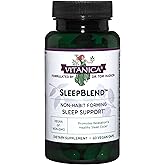 Vitanica Sleepblend, Non Habit Forming Sleep Support Supplement, with Melatonin, Valerian Root, Passionflower and Hops, Vegan, 60 Capsules