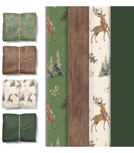 NICROHOME EUR 24 Hojas De Papel De Regalo De Navidad, Papel De
