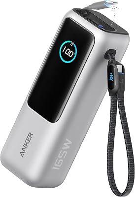 Zolo Power Bank (25K, 165W, USB-C incorporado e cabo retrátil) carregador portátil de alta velocidade, 1 USB-C, 1 USB-A, bateria para iPhone 16/15/15 Pro/15 Pro Max/15 Plus, MacBook, Galaxy e mais