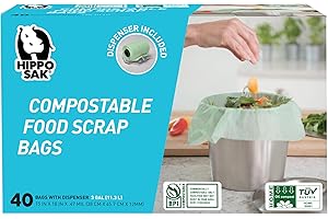 Hippo Sak Compostable Small Food Scrap Bags, 40 Count with Dispenser