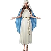 JEGERMIG Women‘s Mary Costume Dress Robe Halloween Masquerade Cosplay Outfit
