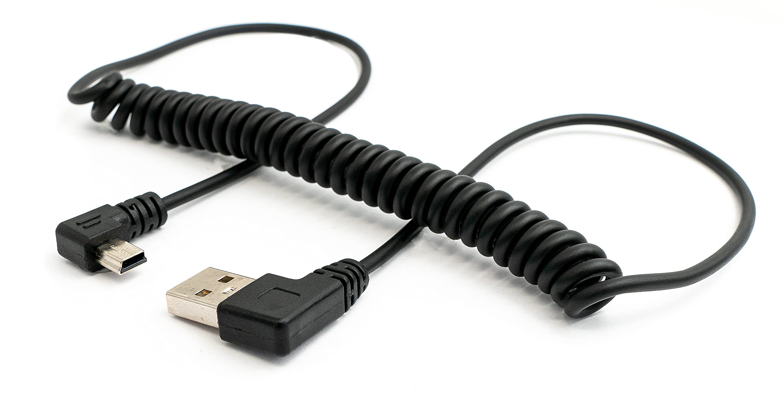 System-S USB 2.0 Charging Cable 150 cm Type A Male to Micro B Male Spiral Angle in Black