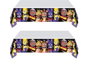 GeRRiT 2pc Party Tablecloth for Five Nights at Freddy's, Birthday Party Decoration Supplies for Five Nights at Freddy's (70" x 42")