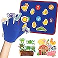 CHEFAN Felt Board for Toddlers, Finger Puppets Includes Itsy Bitsy Spider, 5 Little Ducks & More, Flannel Board for Preschool