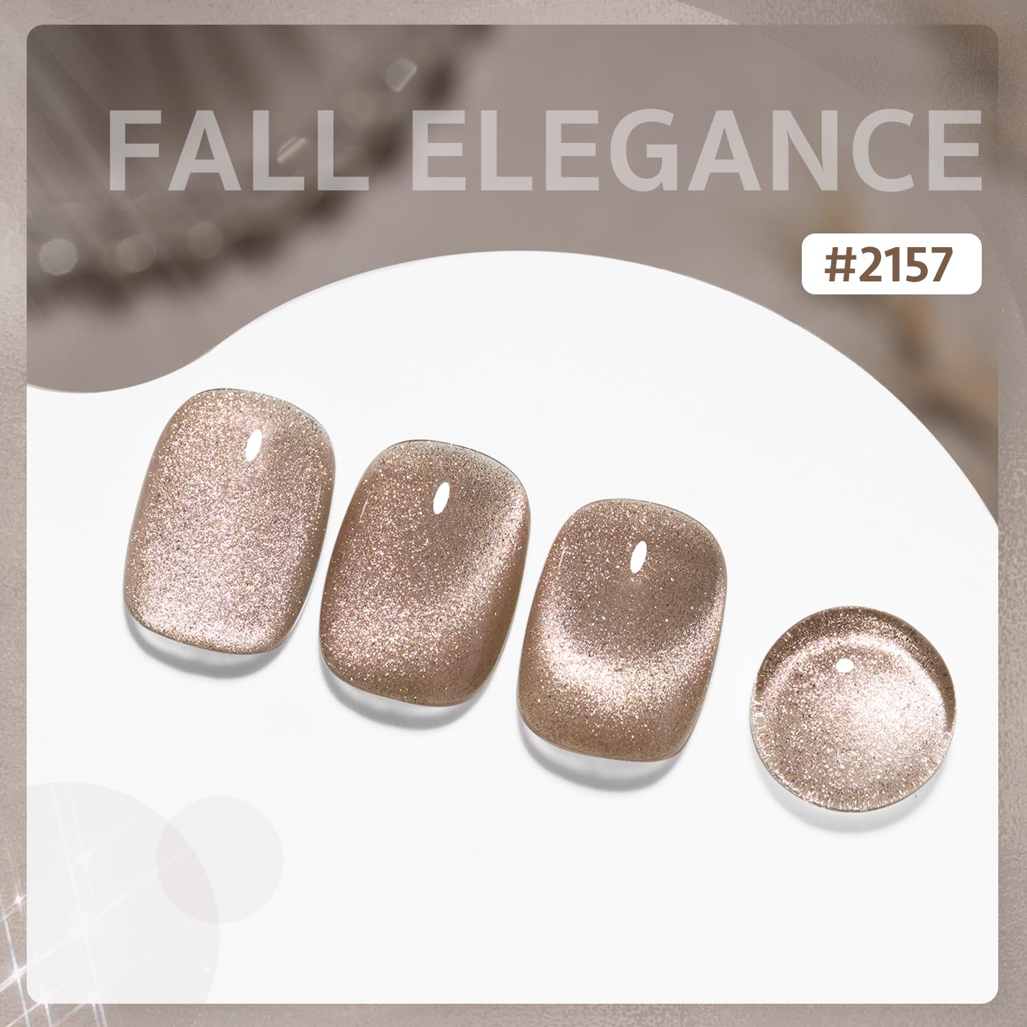 GAOY Champagne Glassy Cat Eye Gel Nail Polish, 16ml Glitter Holographic Nail Polish with Magnet, Reflective Translucent UV Gel, 2157 Fall Elegance - Image 2