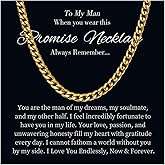 Promise Necklace for Him - Cuban Link Chain for Men, Sentimental Gift for Boyfriend, Birthday Valentines Jewelry Ideas