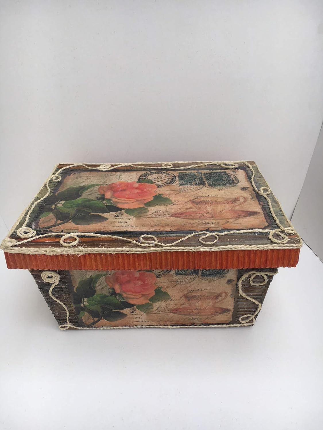 caja de madera con decoración vintage para almacenaje: Amazon.es: Handmade