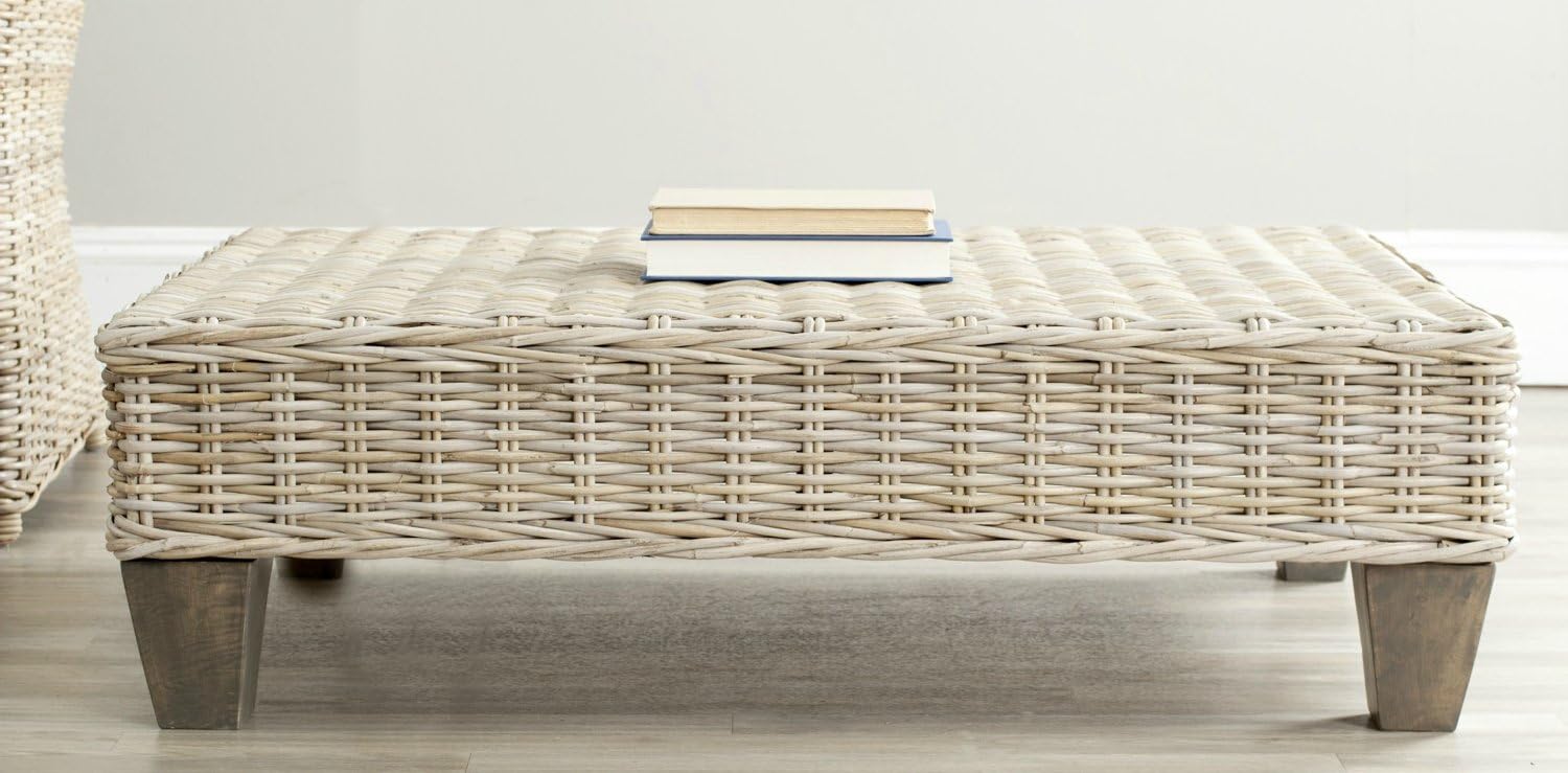 indo Woven Natural Mango Wood Sturdy Wicker Coffee Table