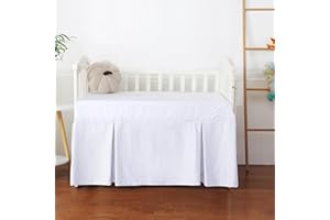 SHUNJIE.HOME Crib Skirt Dust Ruffle, 100% Egyptian Cotton 400 Thread Count Soft Breathable Crib Bedding Skirt for Baby, Boys and Girls, 52"X28" with 14" Crib Bed Skirt Fading Resistant (White Solid)
