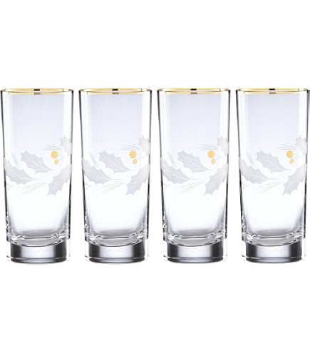 Biandeco Gold Rim Drinking Glasses - Set Of 6, 16 Oz Handmade Crystal Cut Highball Glasses For Cocktails, Juice, Water - View #4