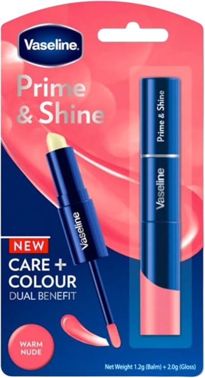 Vaseline PRIME AND SHINE Warm Nude Lip Balm Vegan 7g New