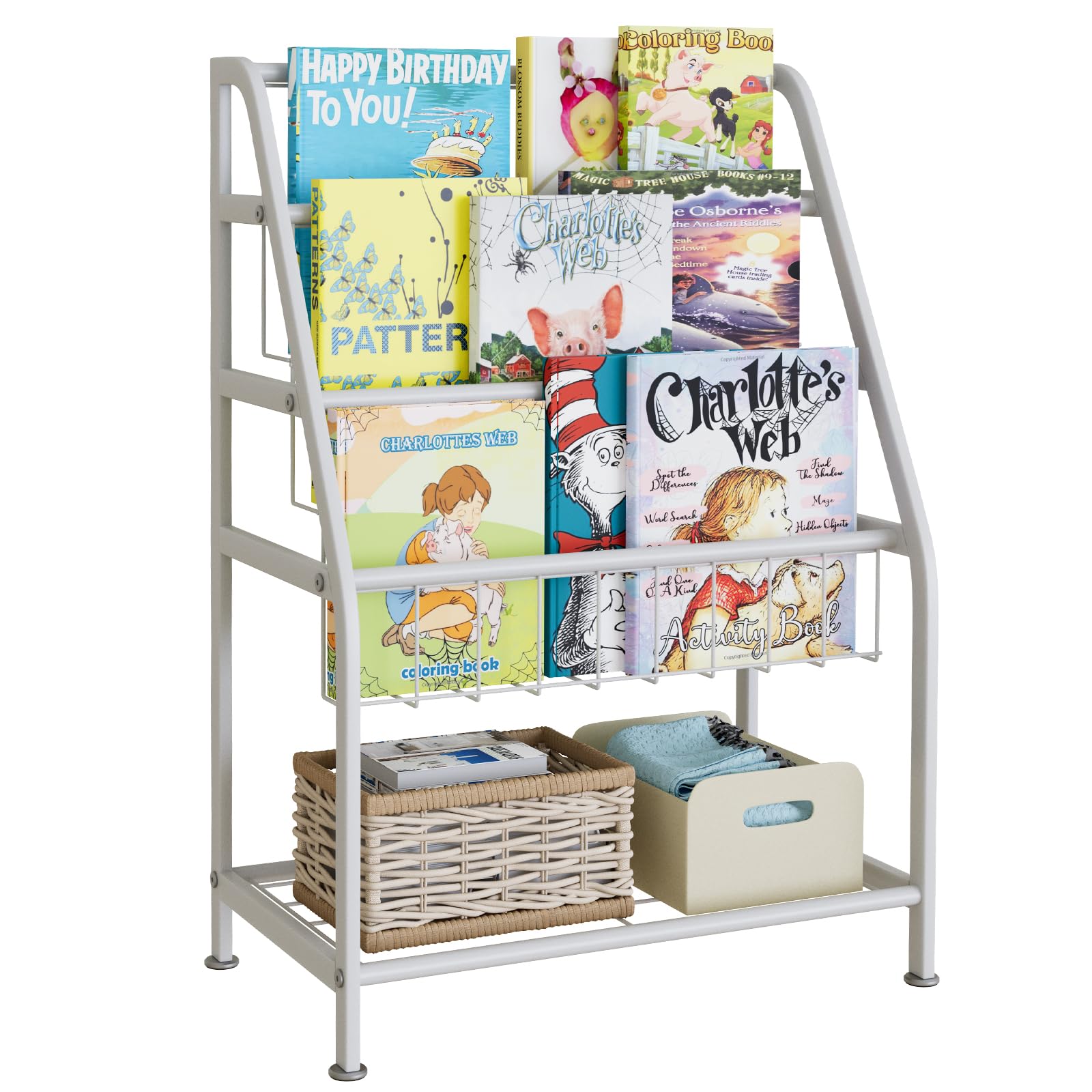 Photo 1 of aboxoo Kids Bookshelf Toddler Freestanding for Children Room 18 inches Small Toddler Bookcase Toy Organizer White Stable Bookcase Bookstore Library Book Unit Storage for Small Place