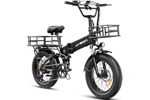 Jasion X-Hunter Foldable Electric Bike, 1400W Peak Motor, 70+ Miles 30MPH EBike, 624WH Removable Battery, 20''*4 Fat Tire, Full Suspension Bicycle for Commute,Snow, Mountain, 7-speed E-bike for Adults