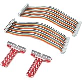 Quluxe RPi GPIO Breakout Expansion Board + Ribbon Cable + Assembled T Type | 2 Set GPIO Adapter FC40 40pin Flat Ribbon Cable for Raspberry Pi B+ Kit for Connection