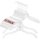 UEAKPIC Clear Plastic Hangers 12 Pack, Durable Crystal Heavy Duty Clothes Hangers with Non-Slip Notches & 360° Swivel Hook, Space Saving, Ideal for Coats, Suits, Dresses, Shirts
