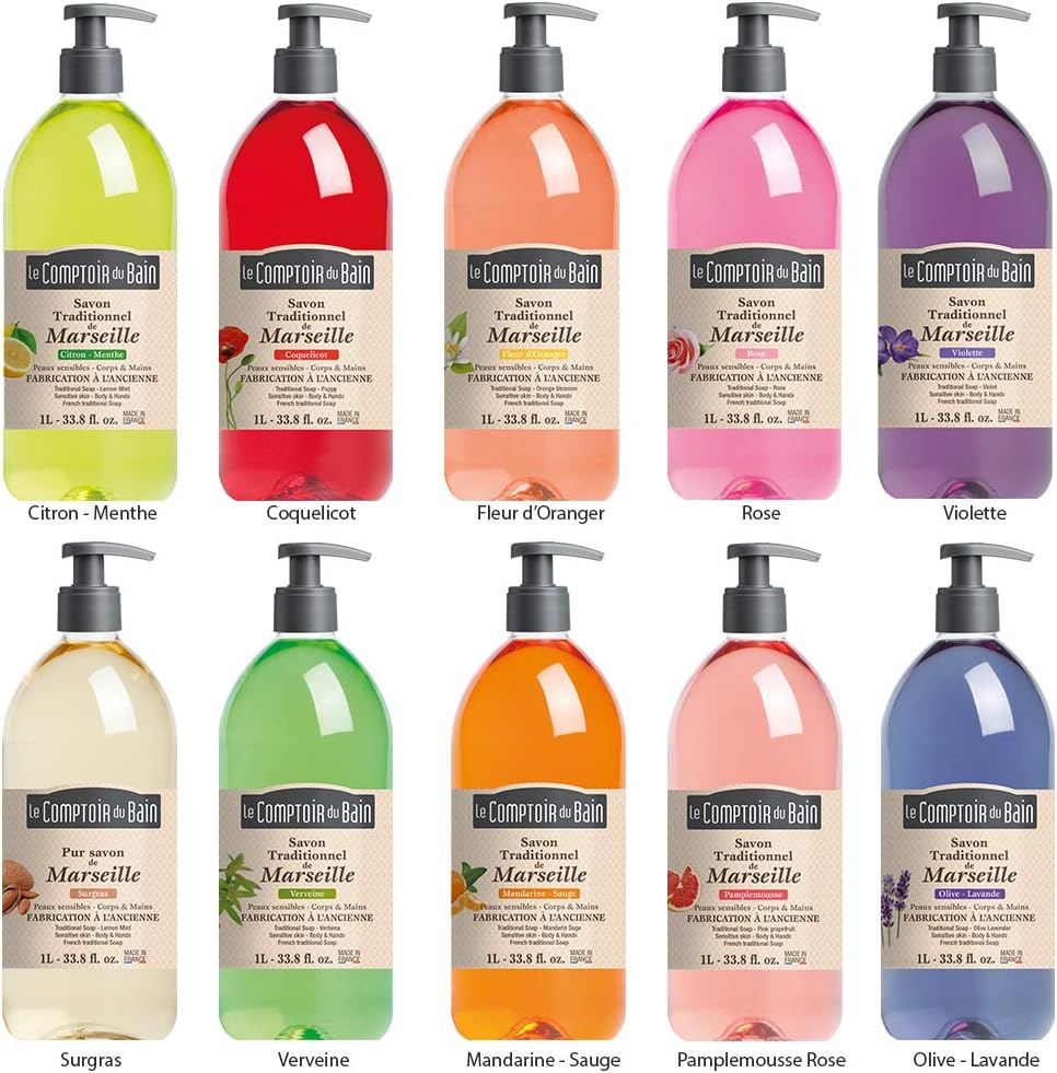 Le Comptoir du Bain Poppy Marseille Traditional Soap 1L, 1 l (Pack of 1)