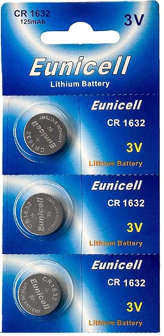 Eunicell 3 x CR1632 3V Lithium Knopfzelle 120 mAh (1 Blistercard a 3 Batterien) EINWEG Markenware