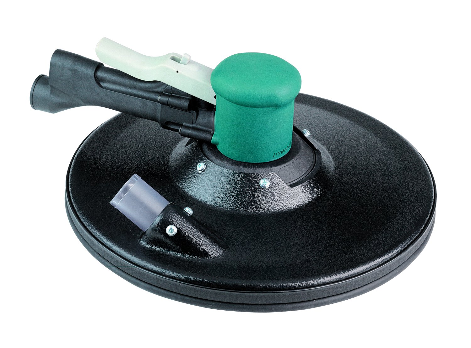 Dynabrade 58041 Lijadora de dos manos accionada por engranajes de 11 (279 mm) de diámetro, aspiradora central, 0,45 hp, 900 rpm, escape trasero