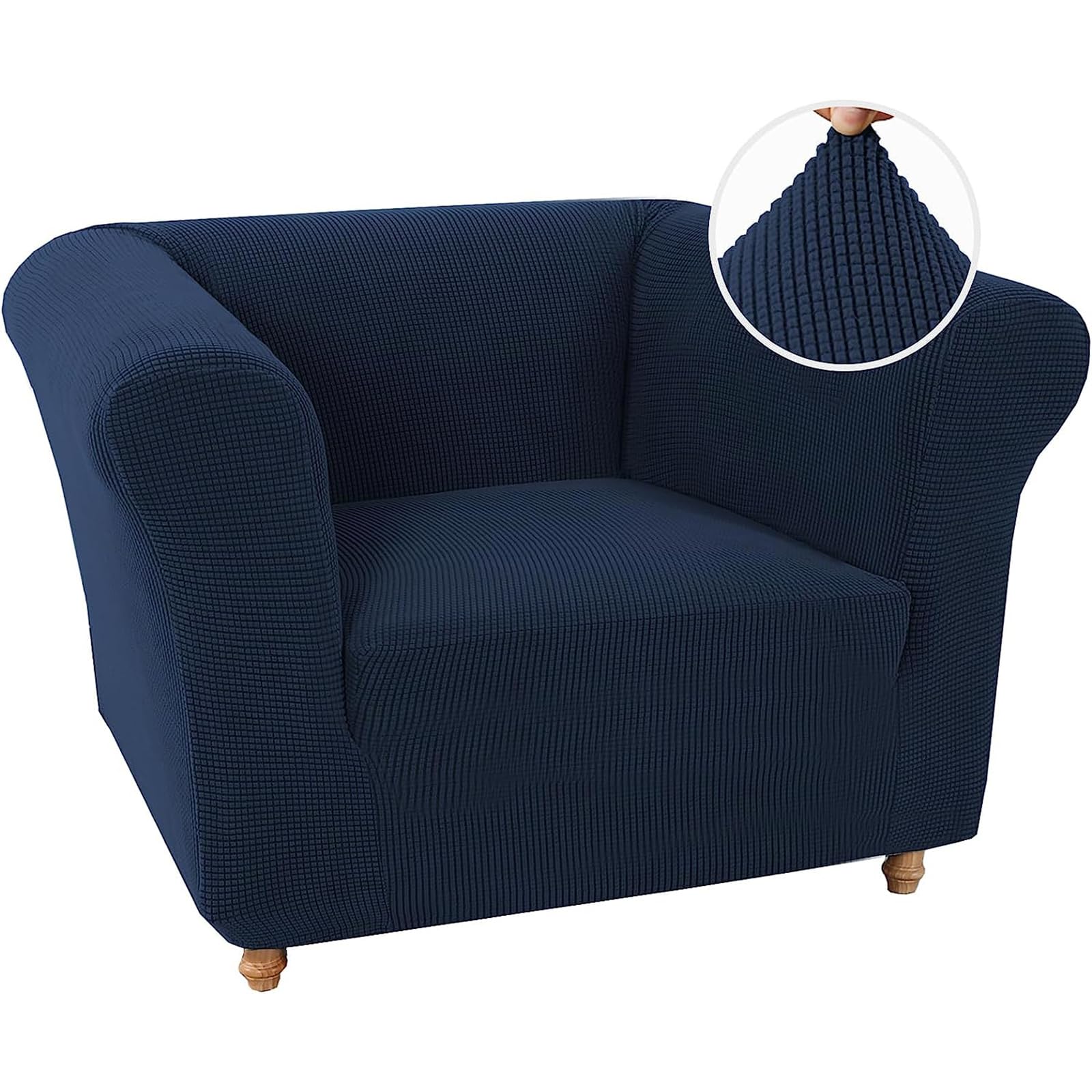 BXFUL Stretch Chesterfield Sofa Cover 1 Piece Couch Cover for Living Room Soft Non-Slip Sofa Slipcover Furniture Protector for Dogs Feature Thick Jacquard Fabric (Chair,Navy)