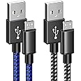 6amLifestyle PS4 Controller Cable, 2 Pack 10ft Extra Long Micro USB 2.0 Cable, Nylon Braided Cord, for PS4, PS4 Slim/Pro, And