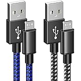 6amLifestyle PS4 Controller Cable, 2 Pack 10ft Extra Long Micro USB 2.0 Cable, Nylon Braided Cord, for PS4, PS4 Slim/Pro, And