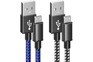 6amLifestyle PS4 Controller Charger Charging Cable, 2 Pack 10ft Extra Long Micro USB 2.0 Cable, Nylon Braided Cord, for PS4, PS4 Slim/Pro, Xbox One S/X Controller, Android Phones, Black+Blue