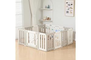 Bestgame Baby Play Pen, Foldable Play Pens for Babies and Toddlers, 14 Panels Extra Large Baby Playpen, Astronauts Portable B