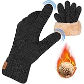Bototack Winter Thermal Gloves for Men Women, Thick Knited Touch Screen Gloves Warm Fleece Lined Gloves for Driving Running
