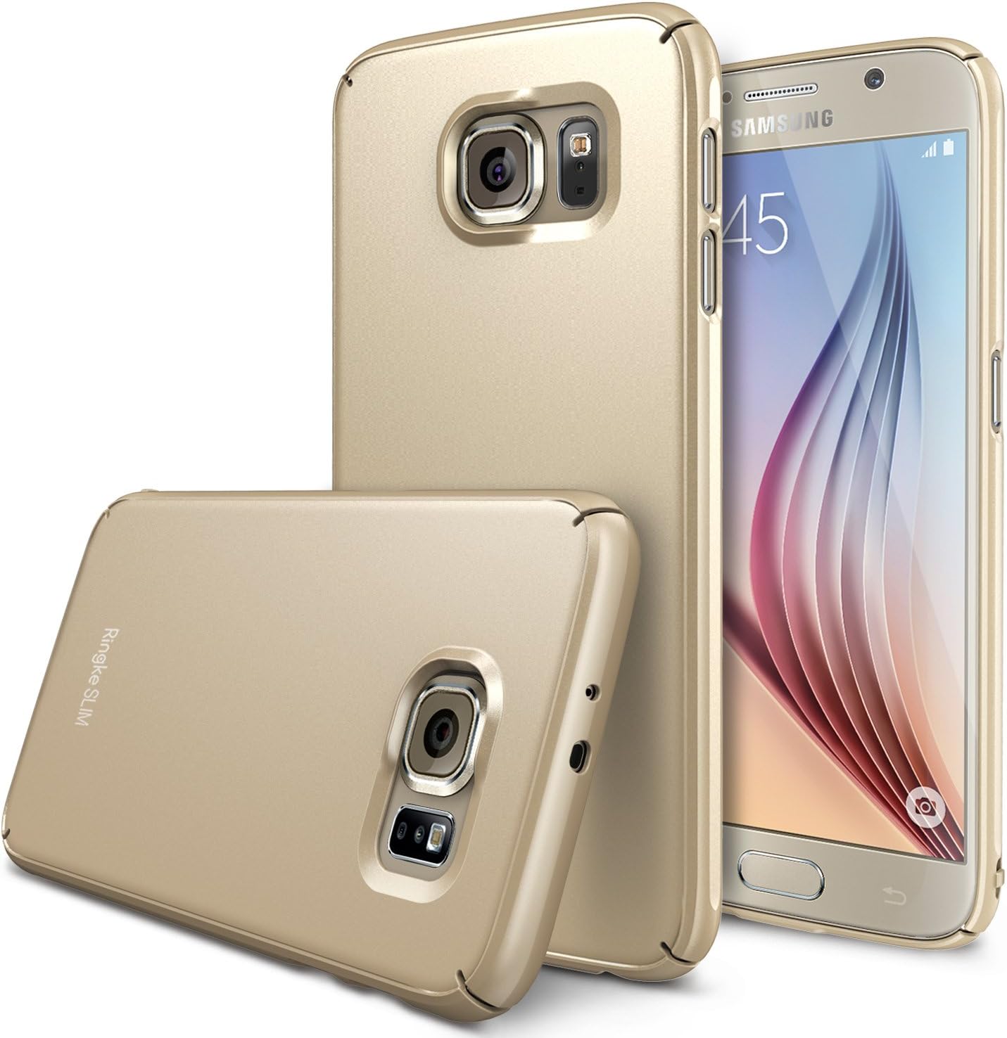 Ringke Slim Compatible with Galaxy S6 Case Lightweight & Thin Cover [Snug-Fit] Advanced Side to Side Edge Coverage Superior Coating PC Hard Skin for Galaxy S6 - Royal Gold