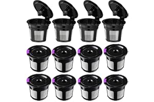 Reusable K Cups, 12 Packs Reusable Coffee Filters Reusable Coffee Pods Stainless Mesh for Brewers 1.0 or 2.0 Machine - Eco Fr