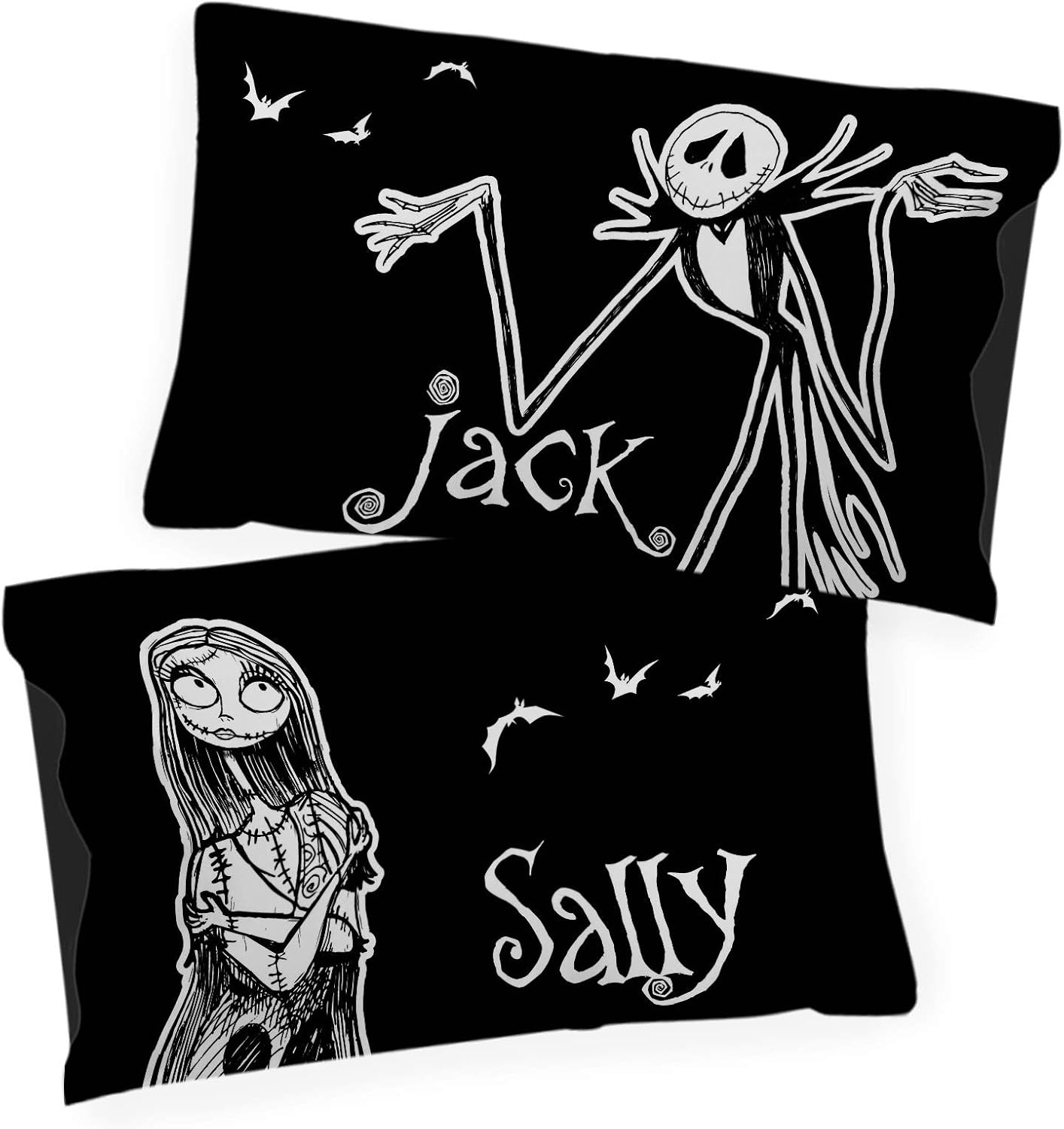 Amazon Com Disney Nightmare Before Christmas Jack Sally Glow In The Dark 2 Pack Reversible Pillowcases Double Sided Kids Super Soft Bedding Official Disney Product Kitchen Dining