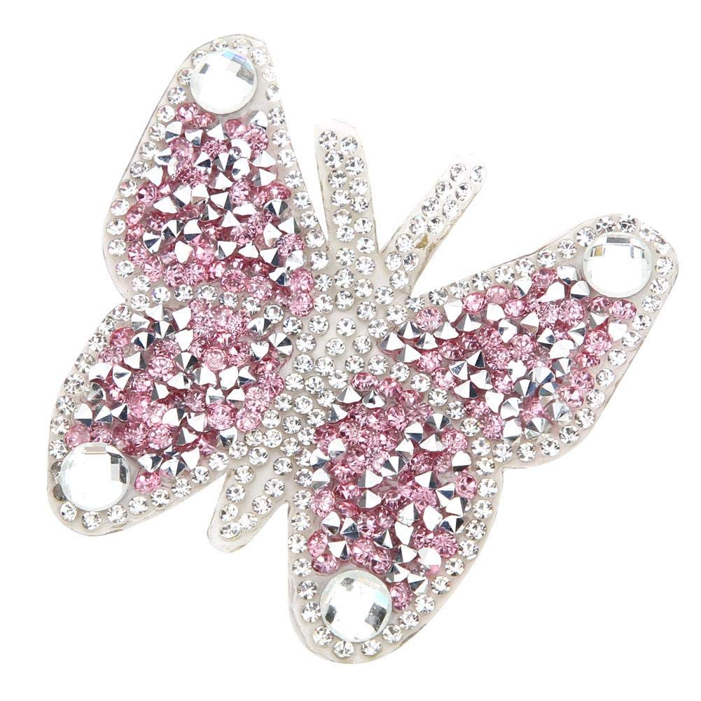 Dauerhaft 5pcs Butterfly Embroidery Rhinestones Cloth Patches,Hot Melt DIY Hand-Made Art Sewing Decor,for Flaw Small Adorn(Pink)