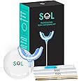 Sol Professional Teeth Whitening Kit with LED Light, Non-Sensitive & Fast Tooth Whitener, All Natural, Vegan, 3 Carbamide Peroxide Whitening Gel & 1 Remineralizing Pen, Shade Guide & Case, 50 Sessions