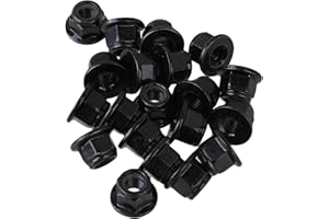 CNBTR Black M6 Hex Flange Lock Nut Zinc Plating Nylon and Carbon Steel Pack of 20