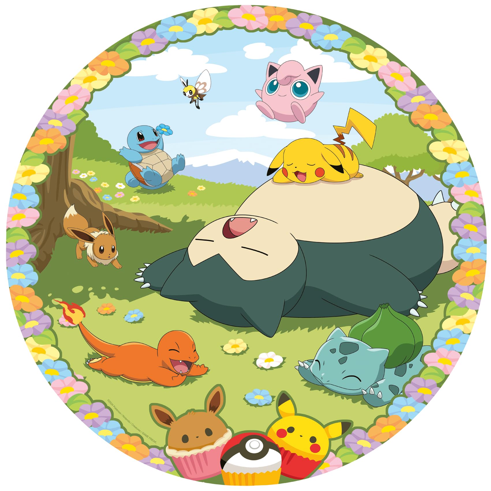 Ravensburger - Puzzle Rond 500 Pièces - Pokémon En Fleurs - Adultes et Enfants Dès 10 Ans - Puzzle De Qualité Supérieure - Encastrement Parfait - 12001131