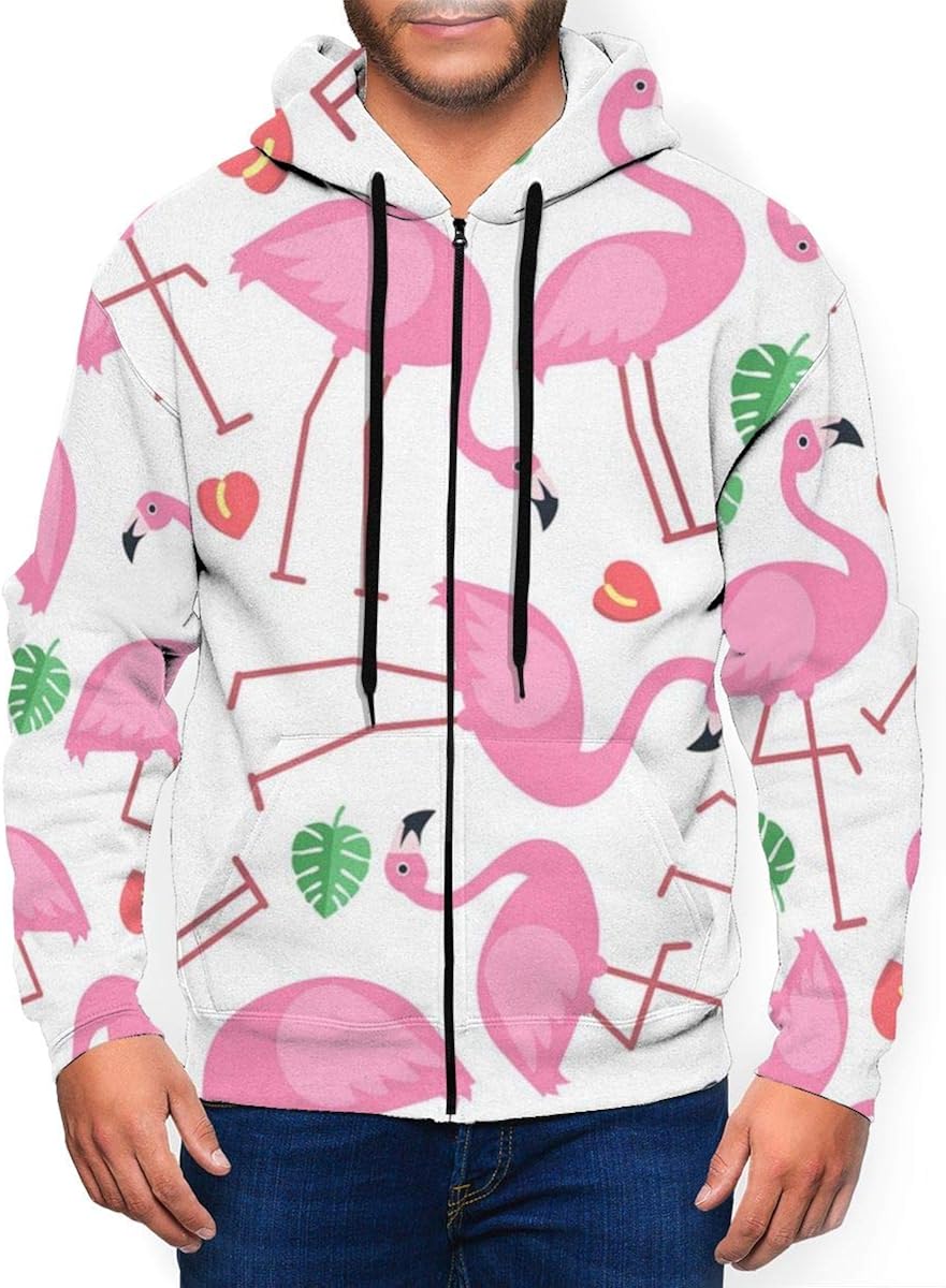 Amazon.com: MOREAB Men's Hoodie Pink Flamingo Heavy Blend Fleece Hooded Sweatshirt: Clothing