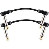 D'Addario Flat Guitar Patch Cable 2 in Right Angle, 2-Pack | D'Addario patch cables deliver clean signal, compact pedalboard routing, durable connectors and stage-ready performance.
